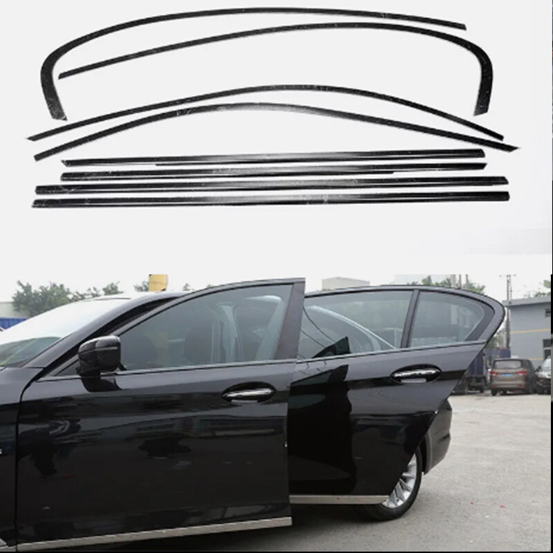 Black Steel For BMW 5 Series G30 2018-2022 Car Window Frame Trim Strip Cover