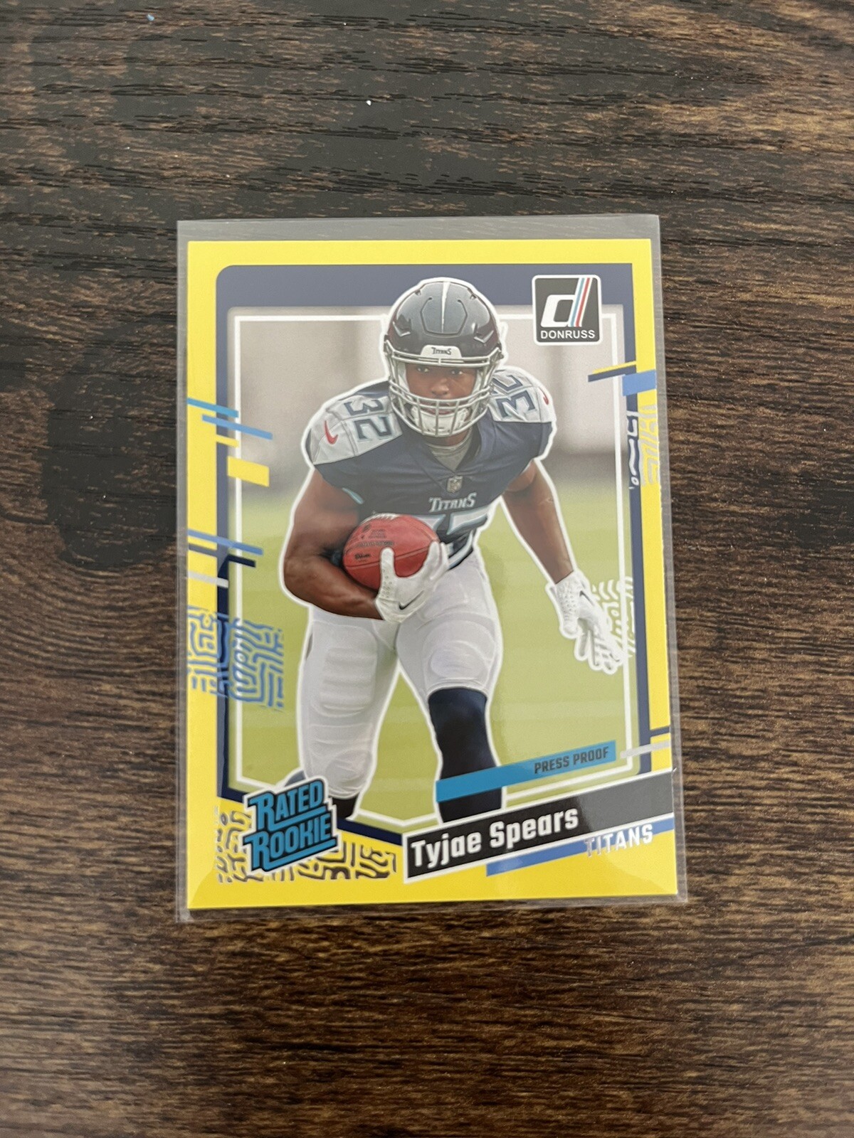 2023 Donruss Football Tyjae Spears #396 Tennessee Titans Yellow Press Proof RC