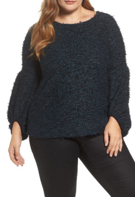 Vince Camuto Women Eyelash Knit Scooped Neck Sweater Multi Plus Size 1X