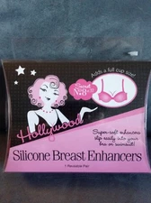 HOLLYWOOD BEAUTY SECRETS SILICONE BREAST ENHANCERS 1 REUSABLE PAIR - NEW