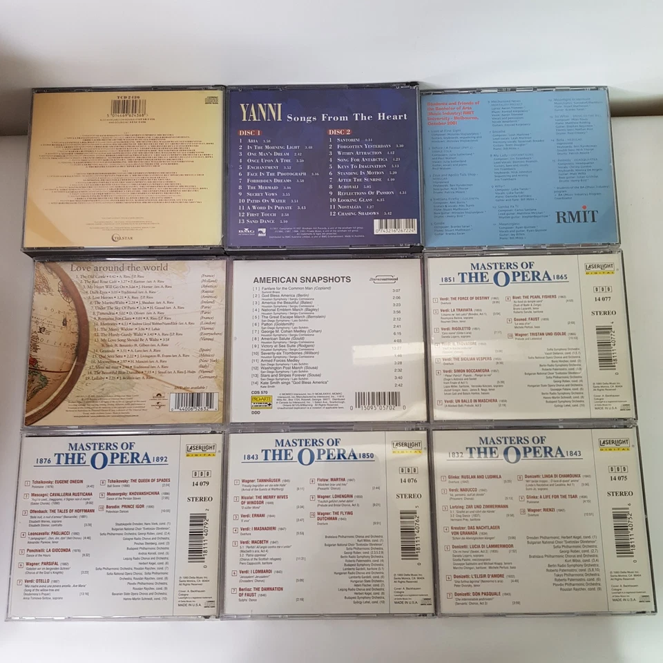 Paquete de 11 CD de música de ópera clásica Yanni Don Carlos Andre Rieu Copland Foto 4 de 4