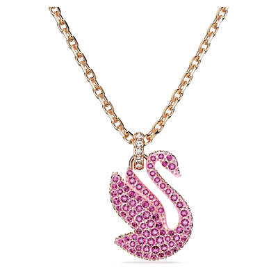 SWAROVSKI Iconic Swan チョーカー/正規品 5647554 Swarovski Iconic Swan Crystal Pink/Rose Gold Plated Pendant