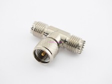 Coax Adapter Mini-UHF Male to Mini-UHF Female TEE RF Connector - USA Ham Seller