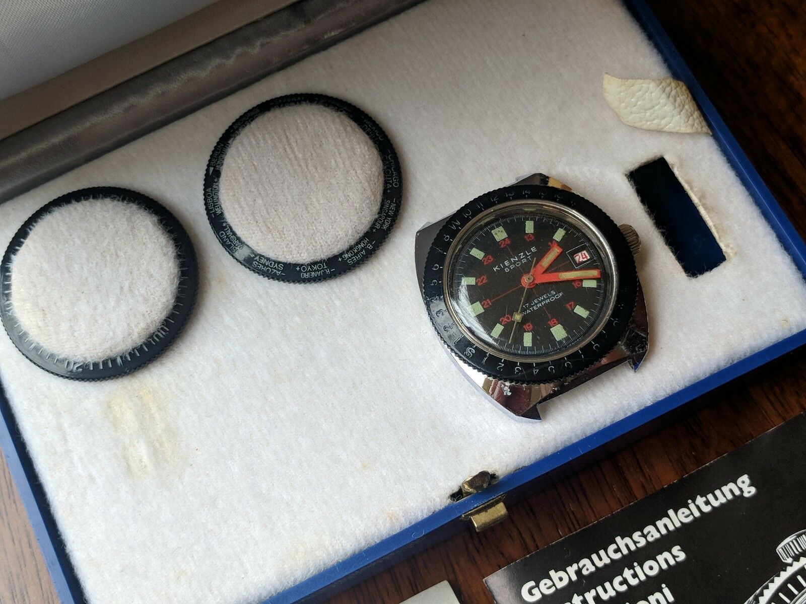 Vintage Kienzle Sport German Diver Watch w/Box,Papers,Bezels FOR 
