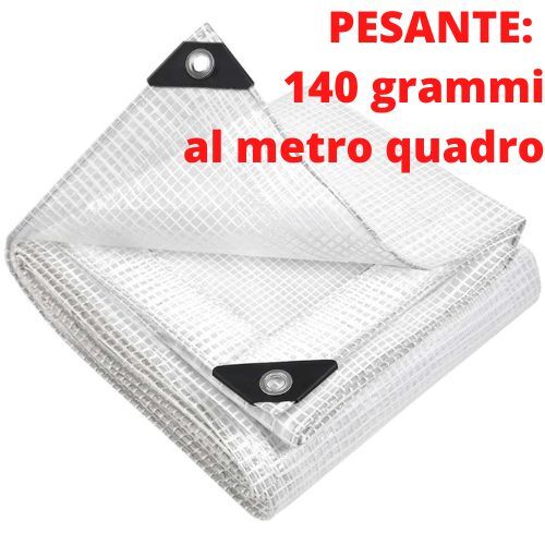 Telo occhiellato impermeabile 4x5 Telone copritutto pesante bianco trasparente - Foto 25 di 31