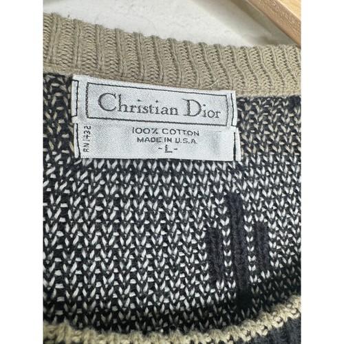 Vintage Christian Dior Mens Oblique Crew Neck Long Sleeve Knit Sweater Sz Large - Picture 5 of 6