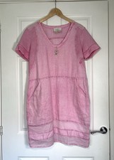 Elisa Cavaletti Tunic Dress Linen Cotton Pink Embellished Detail Size L
