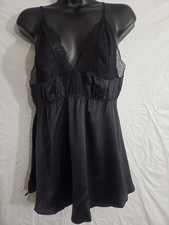 NWT Victoria's Secret Babydoll Cami Lingerie Set Size LARGE Silky Satin Lace