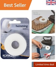 20m Strong Hemming Tape - White Clear Drying Iron-On Adhesive for Fabrics