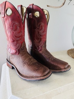 MENS COWBOY BOOTS - Smoky Mountain Brown & Red Leather US Size 7.5 D