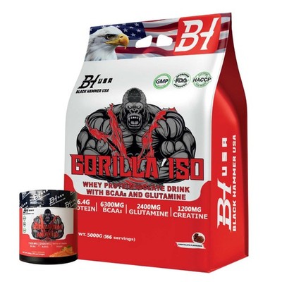 Isolate Whey 5KG - High Protein Powder for Muscle + FREE BCAA Black Hammer USA