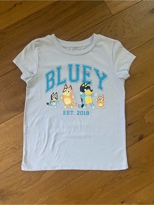 Bluey Family Light Blue Short Sleeve Graphic Tee Girls Medium + Chili, Bingo etc