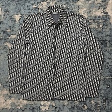 Dior Oblique Navy Blue Cotton Button Up Size Small Looks New