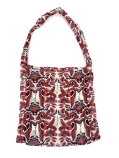 Free People Reusable Tote Bag Shopping Shopper Hobo Slouchy Boho Paisley Orange