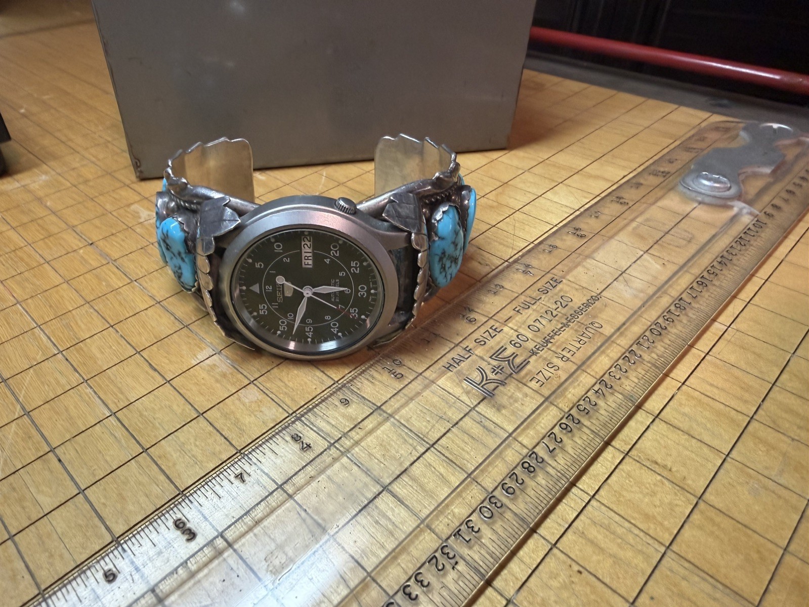 Authentic Navajo Jewelry Men’s Turquoise And Sterling Silver Watch By E. Yazzie