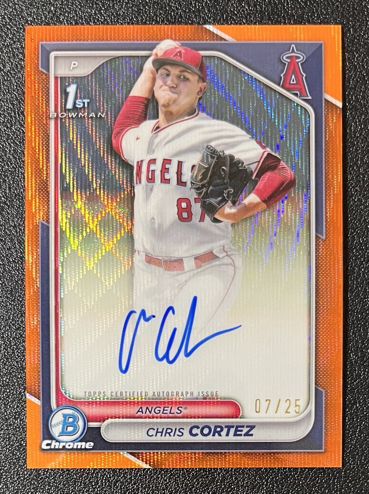 Chris Cortez 2024 Bowman Draft 1st Chrome Orange Wave Refractor Auto #7/25