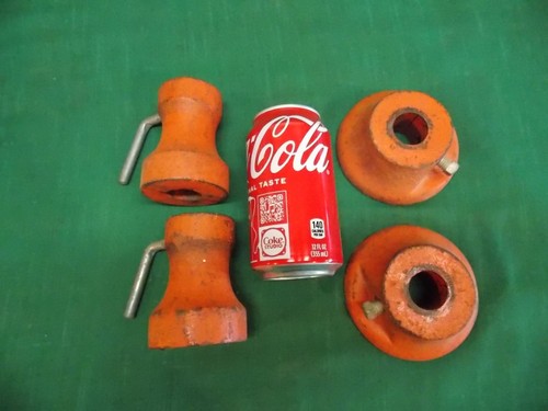 Lot of vtg barbell collars. Cast iron. Screw locks. Fits 1" bar. Orange. 2 sets