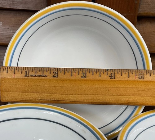 Lot Of 4 Corelle By Corning Casa Flora Bowls 2 Sizes Yellow Blue Rim USA - Picture 4 of 11