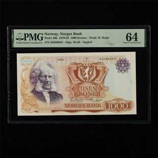1978 85 Norway Norges Bank 1000 Kroner Pick#40b PMG 64 Choice UNC