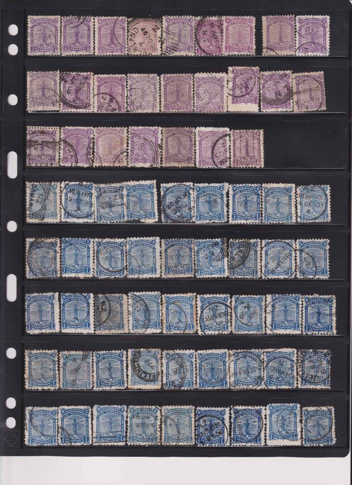 New Zealand 1901-1046 Life Insurance Accum Lighthouses Vr And No Vr. High Cv