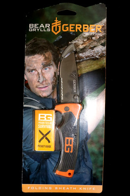 GERBER Bear Grylls Survival Folding Sheath Knife With Pocket Guide NEW