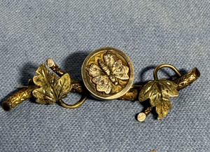 Authentic GOLD PLATED BUTTERFLY BRANCH VICTORIAN PIN -2.2" LONG