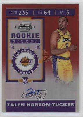 2019 Contenders Optic Ticket Red Prizm Talen Horton-Tucker Rookie Auto RC 0x5w