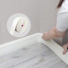 COUKIU Flexible Baseboard Molding Trim, Peel and 4in x 16.4FT, Creamy White