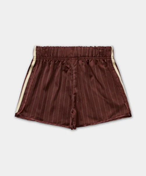 adidas Originals Pinstripe Satin Shorts KC4236 – Brown - Image 2 of 4