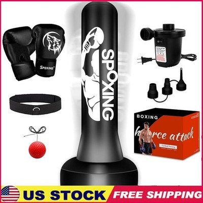 Freestanding Punching Bag Boxing Kickboxing Training Kit Gloves Pump Reflex Ball