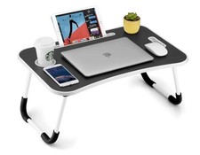 Foldable Laptop Table with Cup Holder  Tablet Slot - Portable Lap Desk