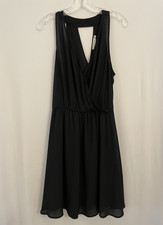 LUSH Chiffon Racerback Women's Little Black Dress V-Neck Cocktail Size XL