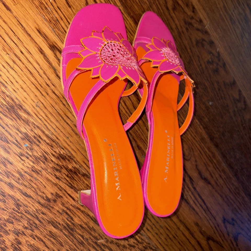 A. Zapatos sin cordones florales Marinelli Tacones Rosa Naranja 8 N Foto 3 de 4