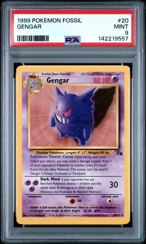 1999 POKEMON FOSSIL #20 GENGAR PSA 9