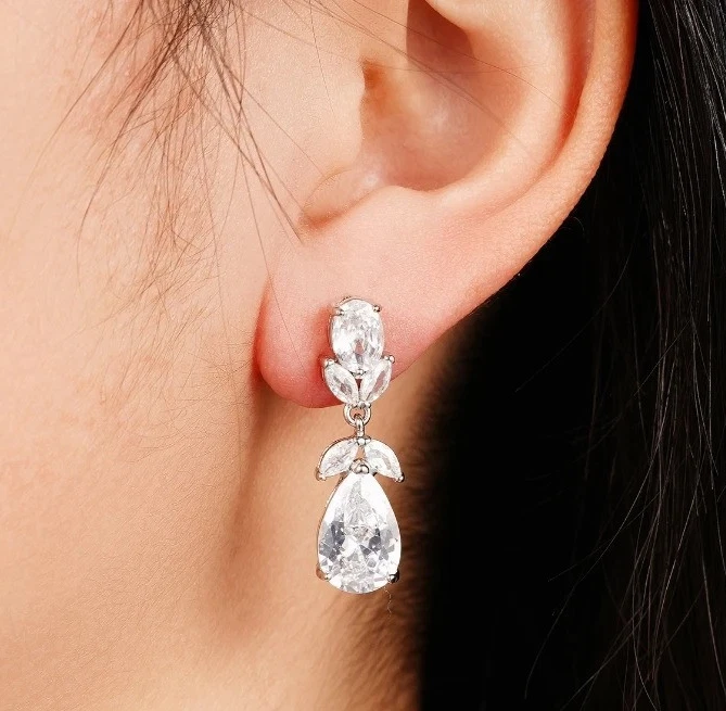 5 Ct Lab-Created Diamond 925 Sterling Silver Pear Drop Earrings for Women Gift - Image 2 of 4
