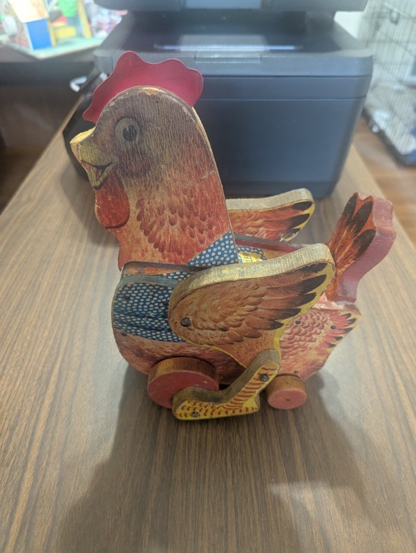 1950's Fisher Price No 140  Katy Kackler Hen Pull Toy Original Plastic Comb