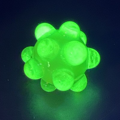 Contemporary Handmade Art Glass Marble 1.48'' UV Reactive Green Ion HOBNAIL MIB