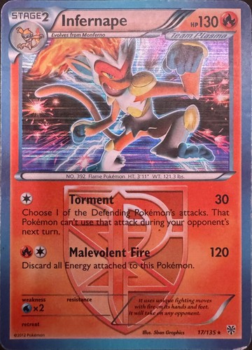 Infernape (Team Plasma) 17/135 Plasma Storm HR Holo MP Pokémon — English
