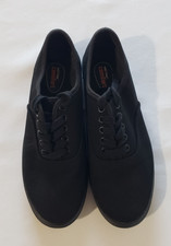 Safe T Step Slip Resistant Shoe Womens 7 Black Workwear Canvas Lace Up