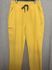 FIGS Technical Collection Cargo Scrub Pants Small Tall Bright Yellow