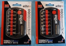 NEW TWO Wiha TerminatorBlue 1" 8pc #70099 Phillips/Square/Torx Impact Driver Set