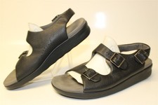 SAS Bravo Heel Strap Sandals Mens Size 12 M Black Leather Buckle USA Made Shoes
