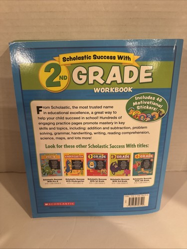Scholastic - 2nd GRADE Workbook with Motivational Stickers Math Reading Maps - Picture 3 of 3