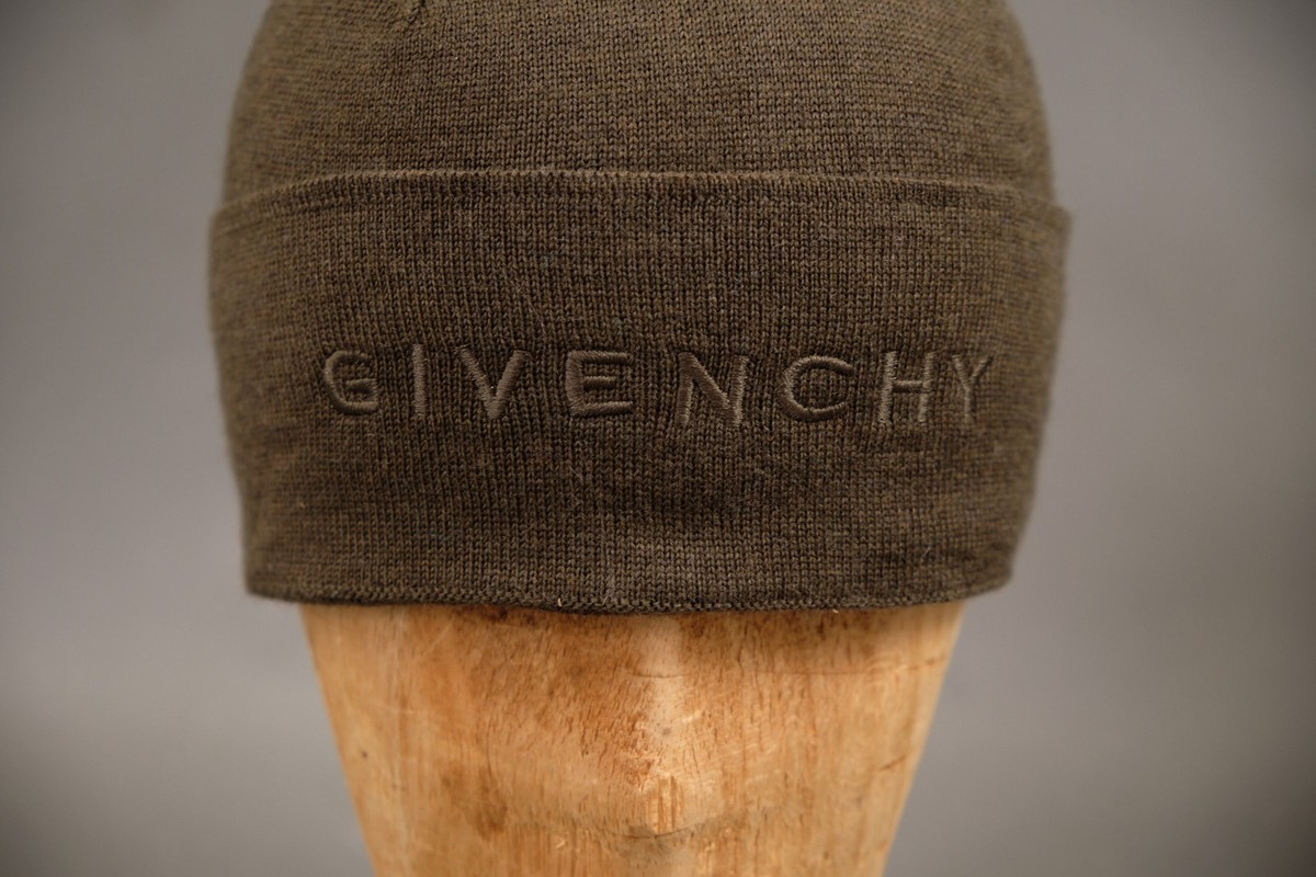 Givenchy Camel Ribbed Knit Beanie GIVENCHY Paris Ribbed Knit Beanie 100% Wool - Dark Olive  main image 3