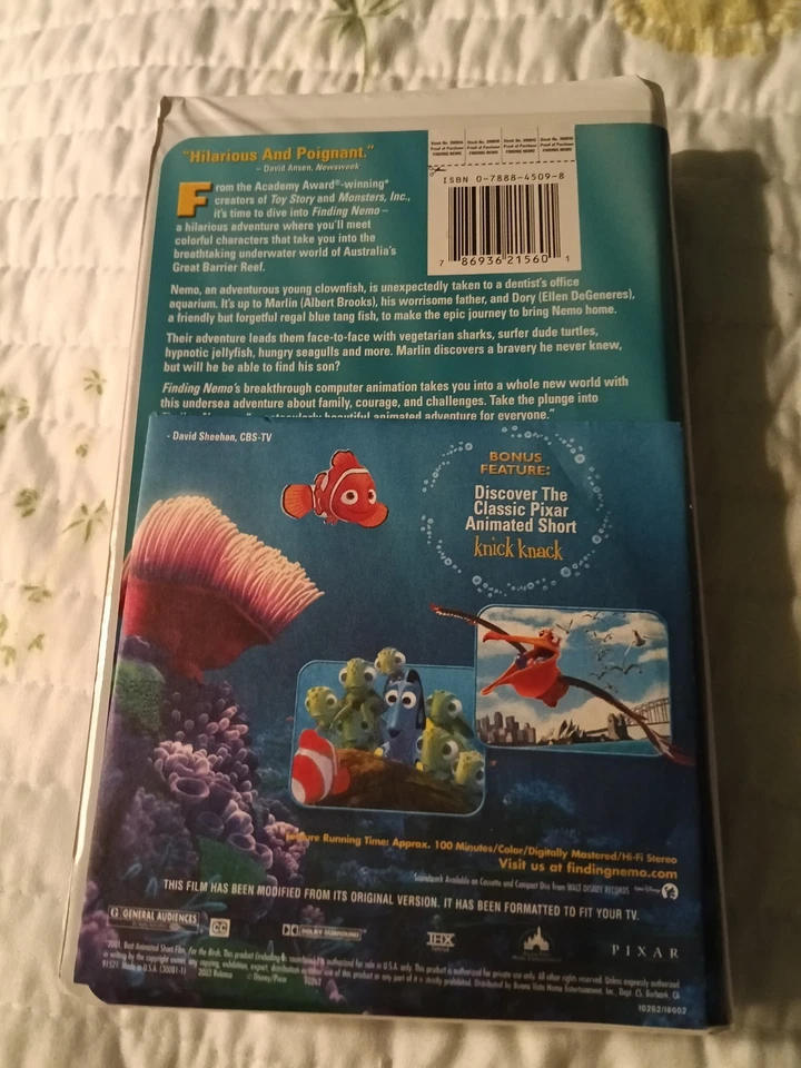 Walt Disney Pixar Animation Studios Finding Nemo VHS Tape Movie 2001 Clamshell - Image 2 of 3