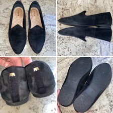  160 Birdies The Starling Black Suede Flats Slipper Womens 7.5 EUC