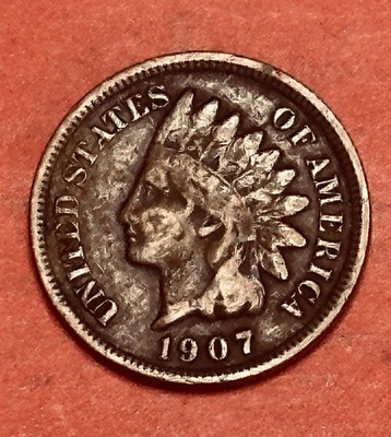 #ad #ad 1907 Indian Head Cent Penny Fine VF Details Partial LIBERTY Brown#209 $7.98