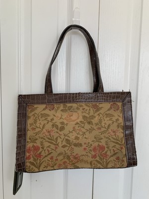 Liz Claiborne Bag Lined Canvas Embroidered Tapestry Vegan Tote Bag 2000s