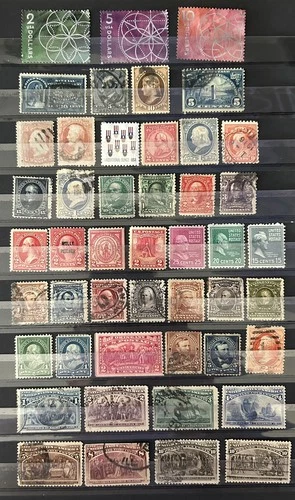 Old Group Of Vintage US Stamps, Used & Mint … Back Of Book