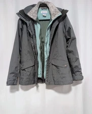 Columbia 3-in-1 Whirlibird Interchange Jacket Size M Teal Snow Ski Hooded Coat